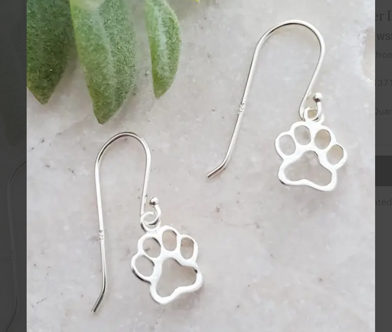 Sterling Silver Paw Print Earrings