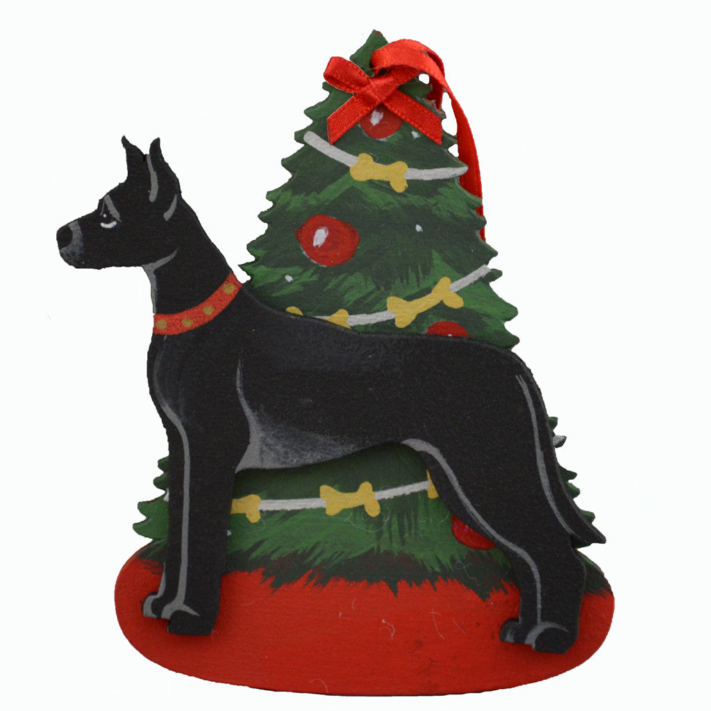 Decorated Tree & Great Dane Ornament - Black