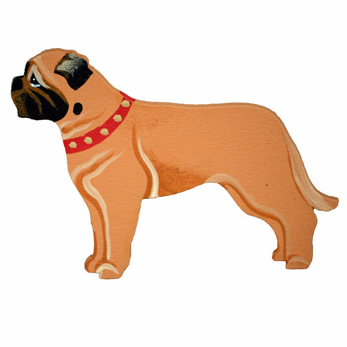 Hand Painted Wooden Bullmastiff Magnet - Fawn