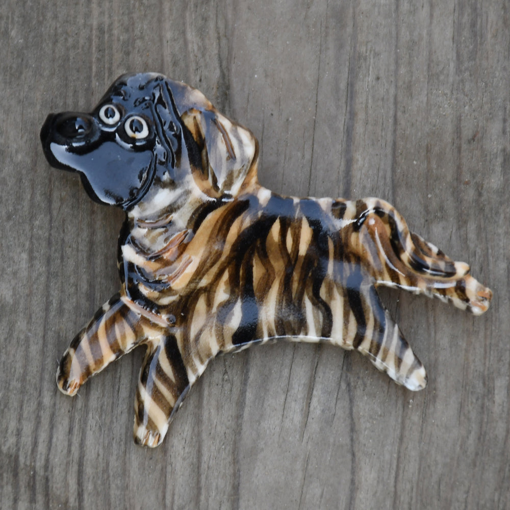 Ceramic Mastiff Pin - brindle