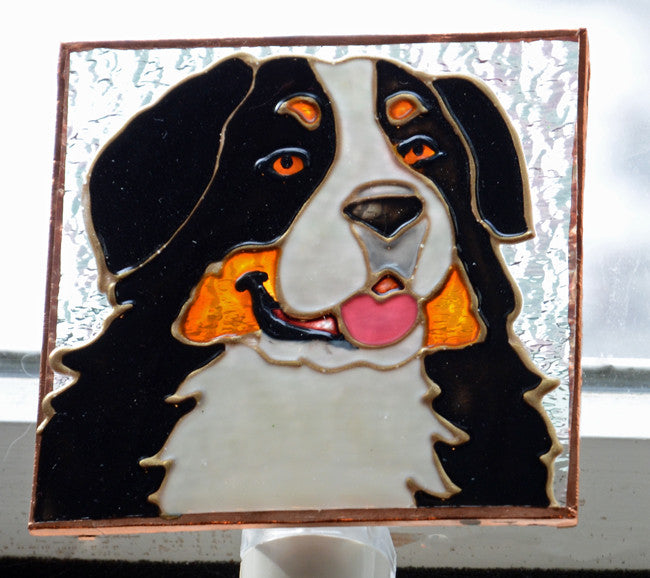 "Stained Glass Bernese Head Night Light"