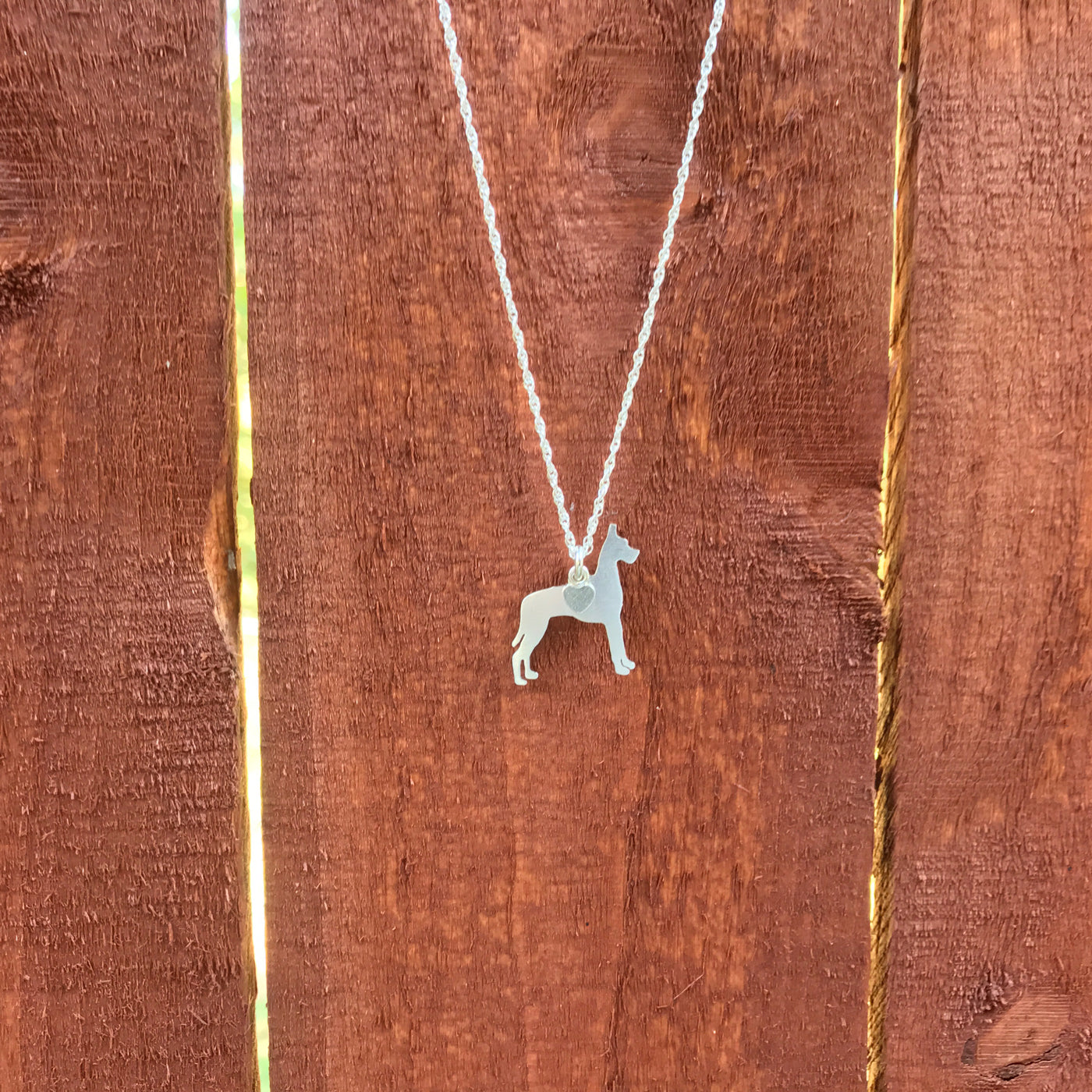 "Sterling Silver Great Dane Pendant and 18" Chain"