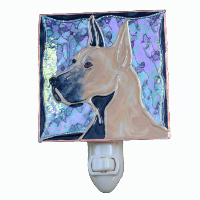 "Stained Glass Great Dane Night Light" - Fawn Dane, w/clear background