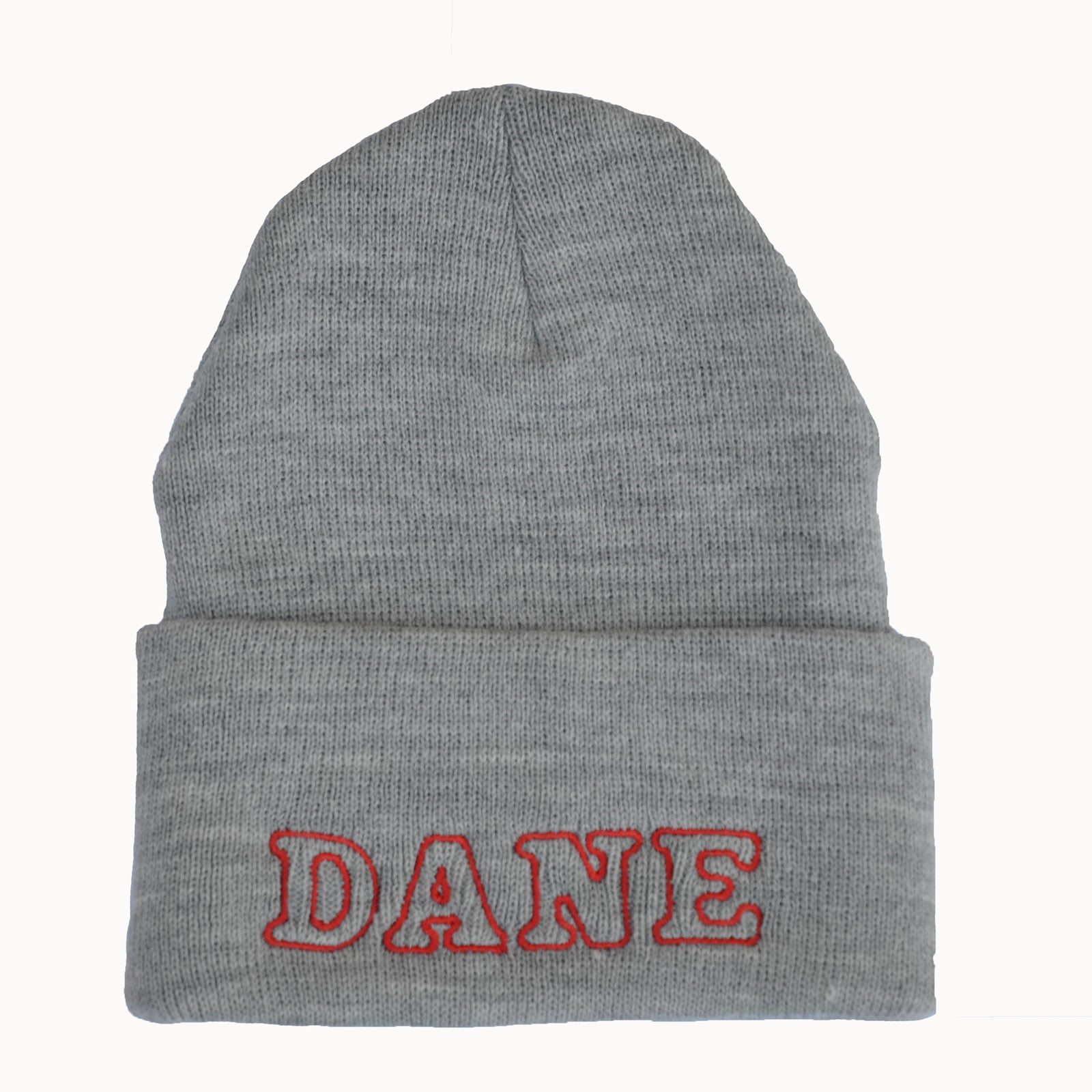 Adult Knit Beanie - DANE, gray & red