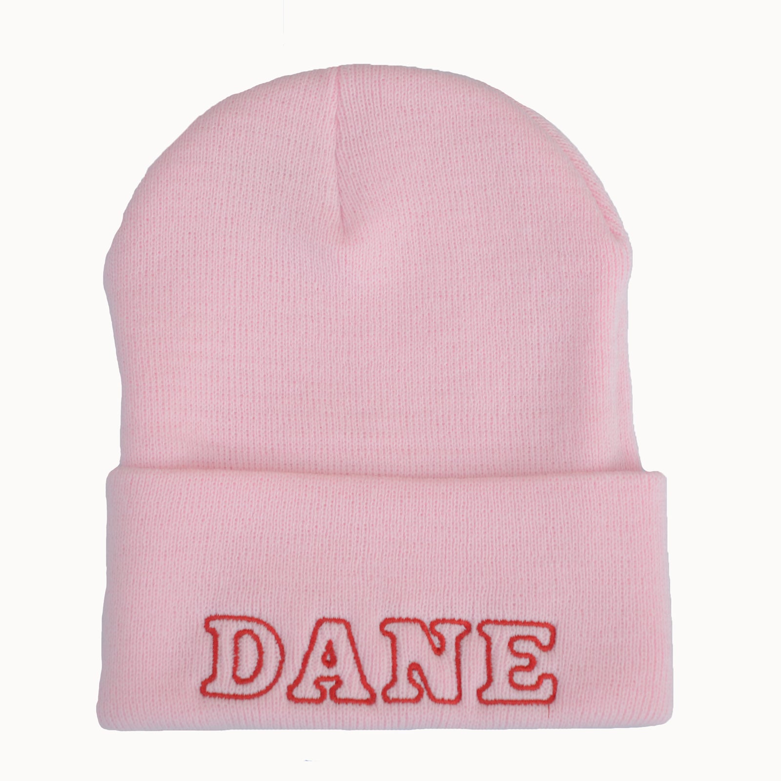 Adult Knit Beanie - DANE, pink & red
