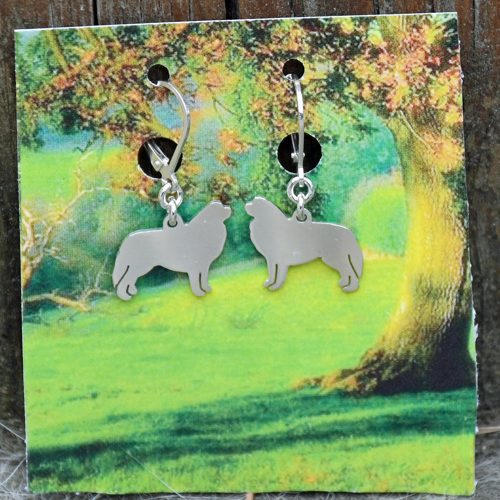 Sterling Silver Pyrenees Dog dangle earrings