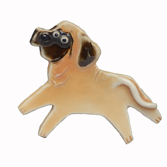 Ceramic Mastiff Pin - fawn