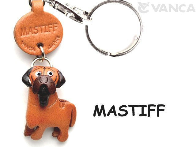 Three Dimensional Leather Mastiff Keychain