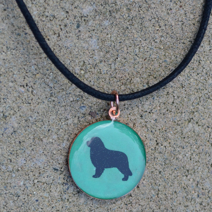 Newfoundland Pendant on Black Cord Necklace