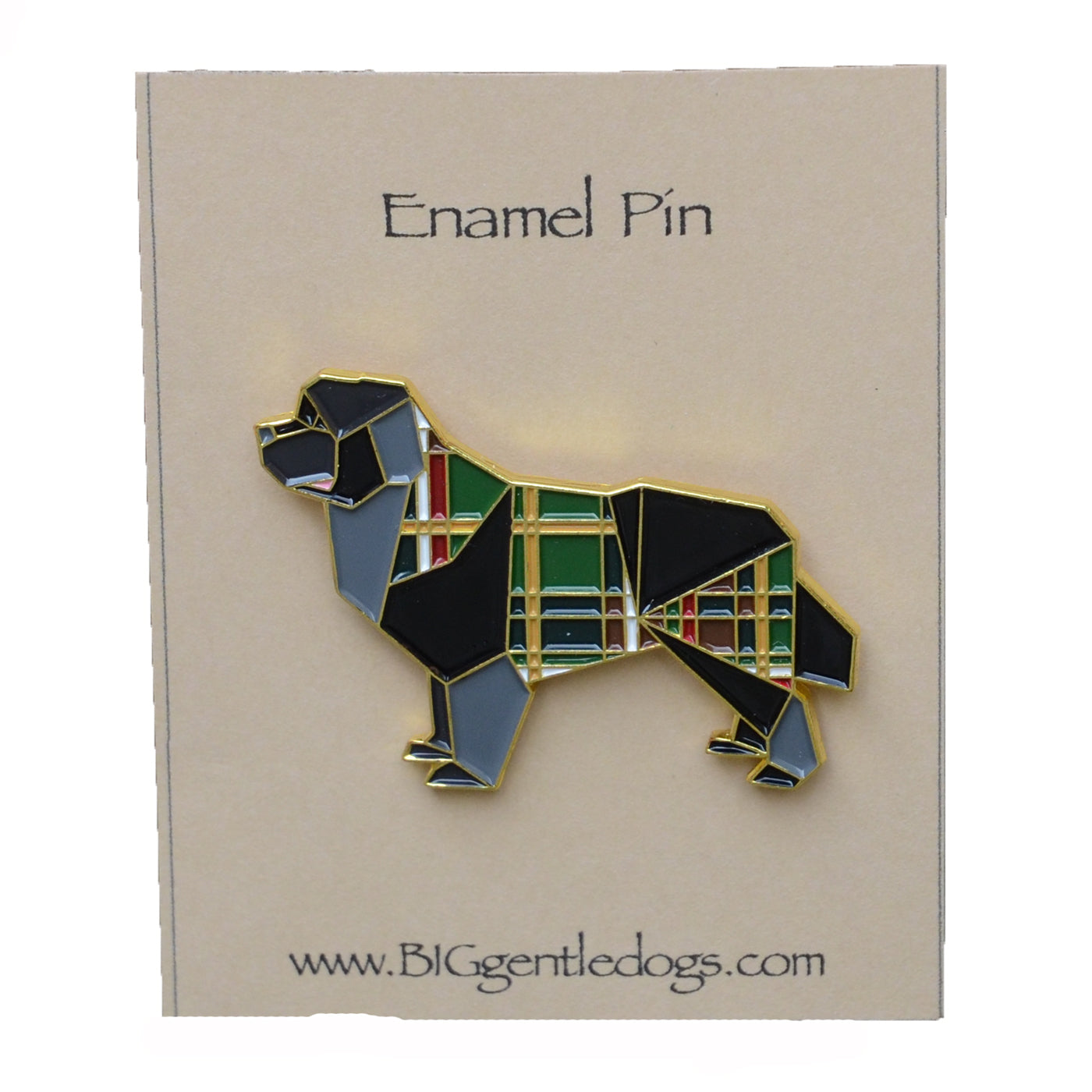 Newfoundland Dog Origami Enamel Pin - NEW
