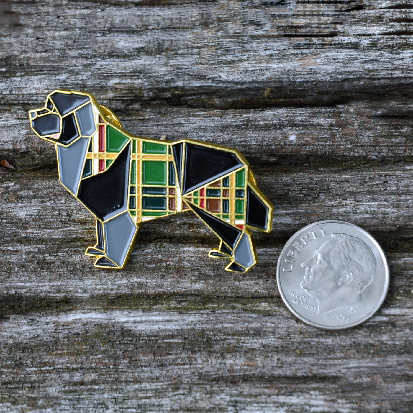 Newfoundland Dog Origami Enamel Pin