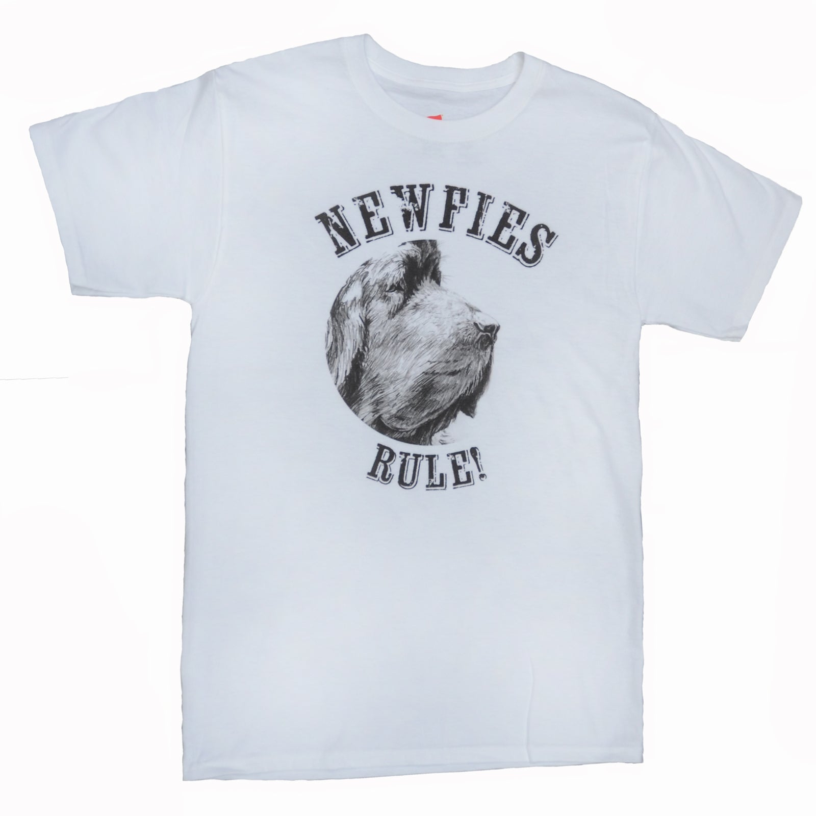 "Newfies Rule" - white cotton tee