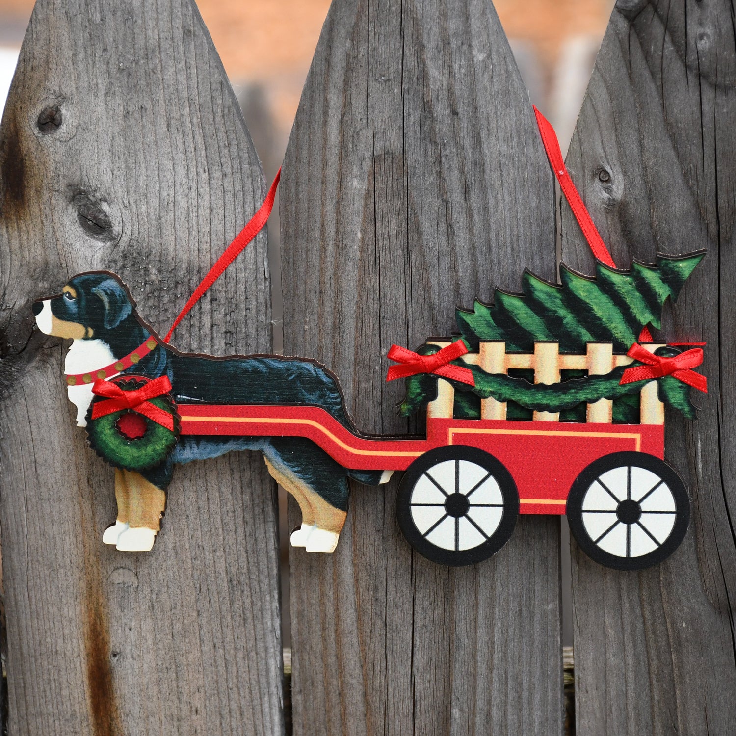 Bernese Mountain Dog Holiday Carting Ornament