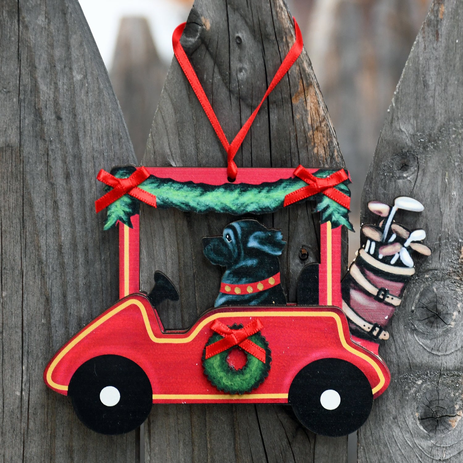 Golf Cart with Black Newf Ornament