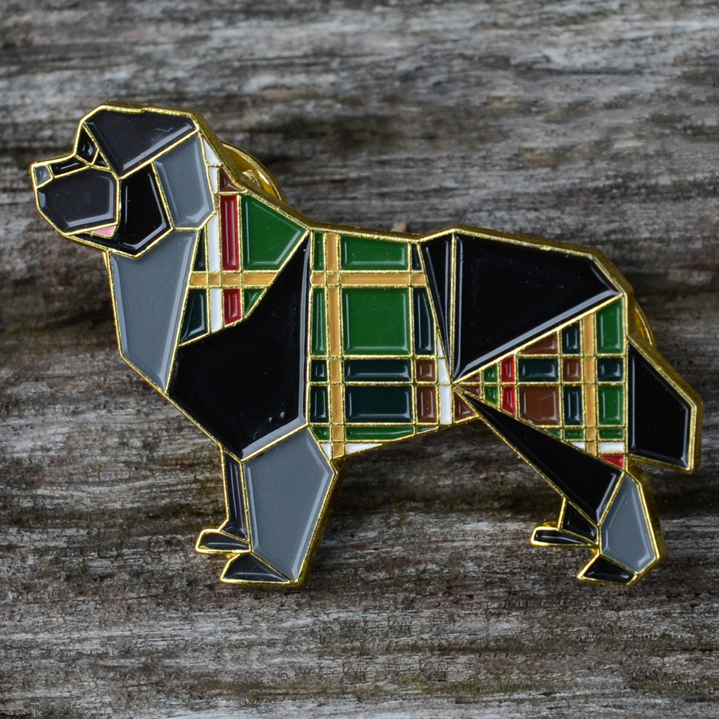 Newfoundland Dog Origami Enamel Pin