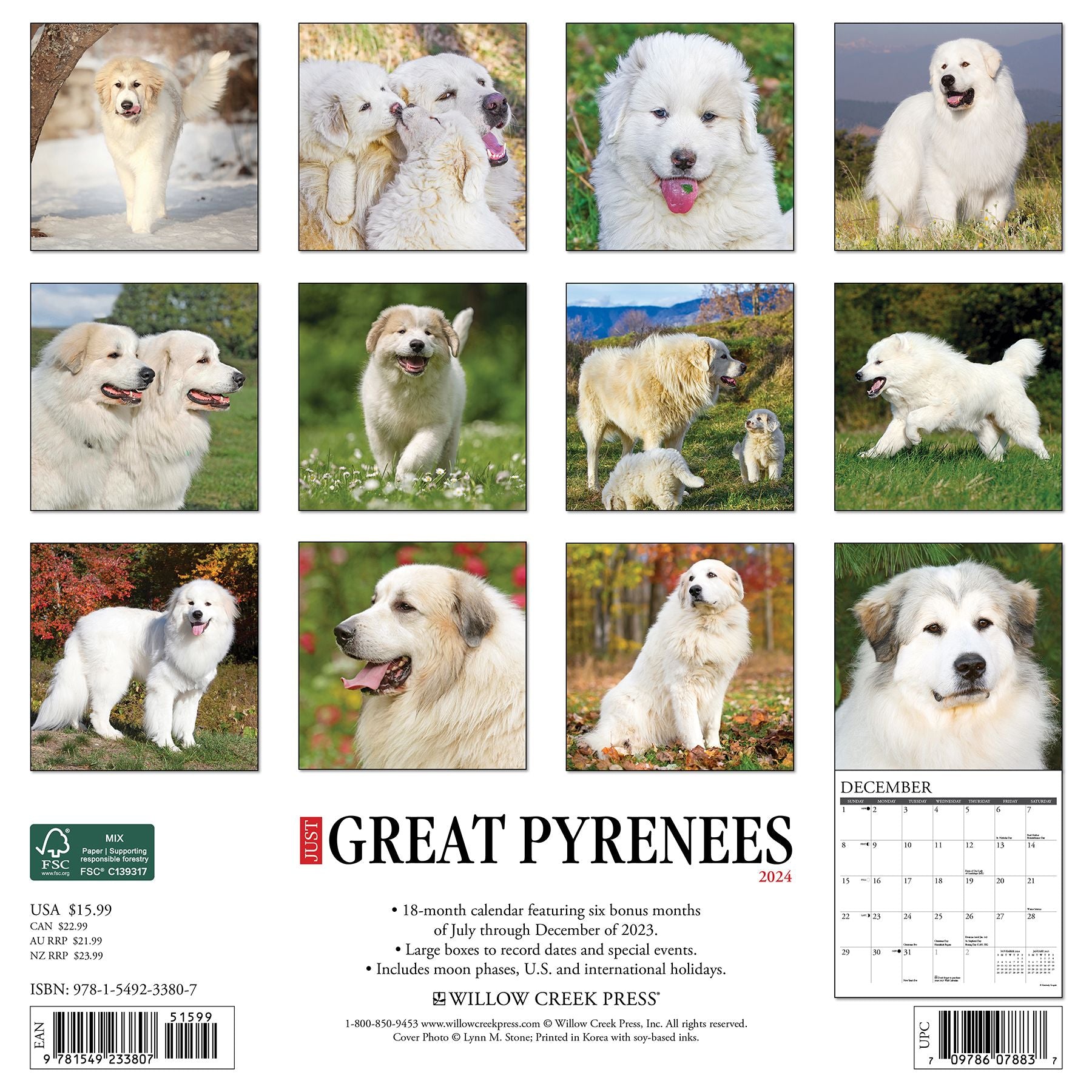 Just Great Pyrenees 2024 Calendar BIG Gentle Dogs