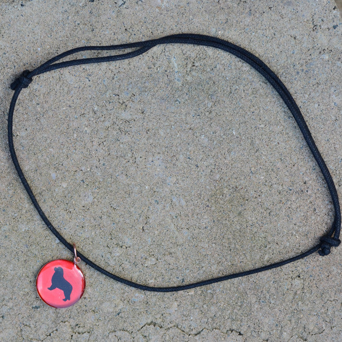 Newfoundland Pendant on Black Cord Necklace