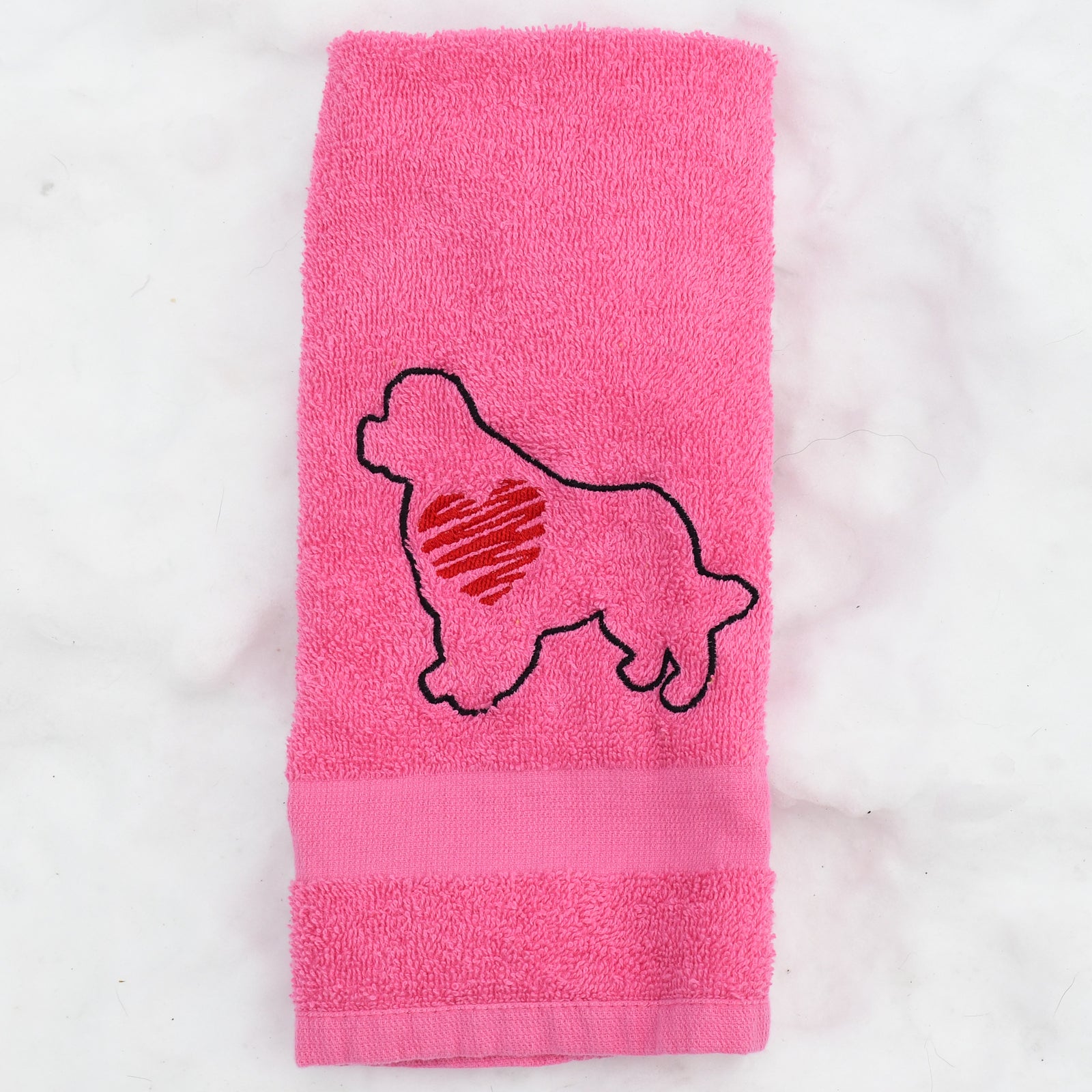 Embroidered Drool Towel - with Newfie Pink