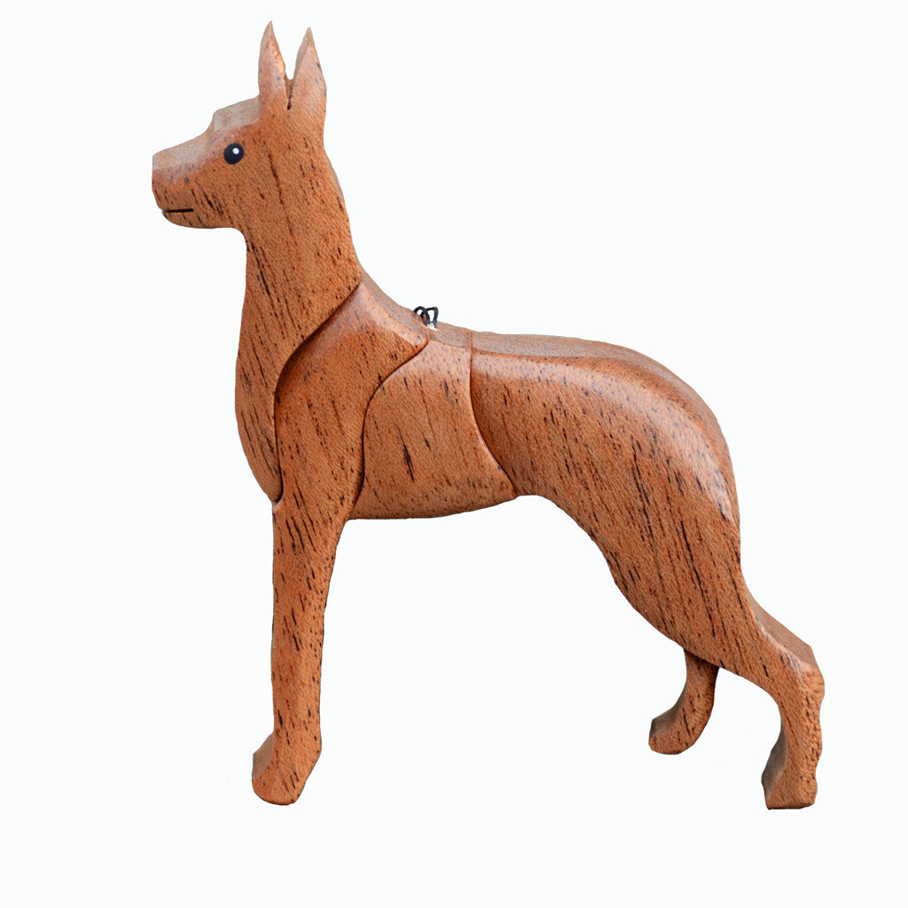 "Great Dane 3-D Wood Art Ornament" - fawn